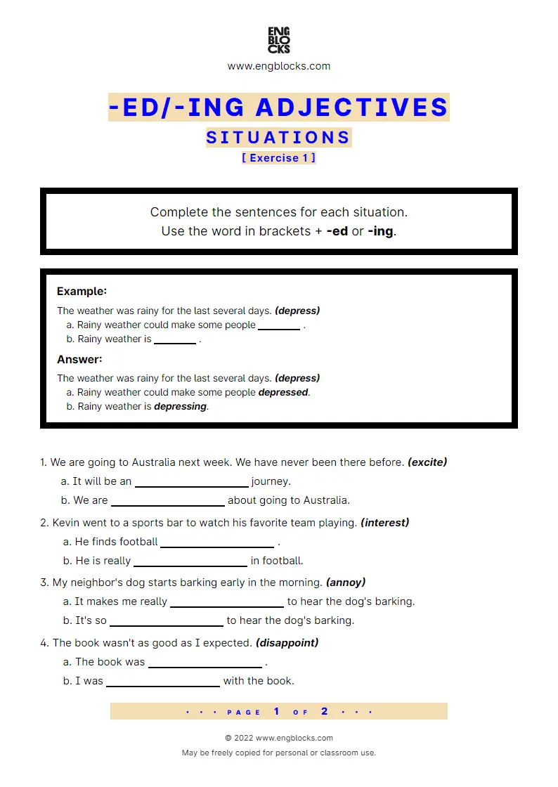 Ed Ing Adjectives Live Worksheet