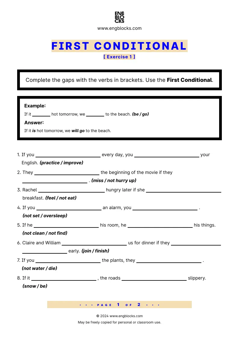 Grammar Worksheet: First Conditional — Exercise 1