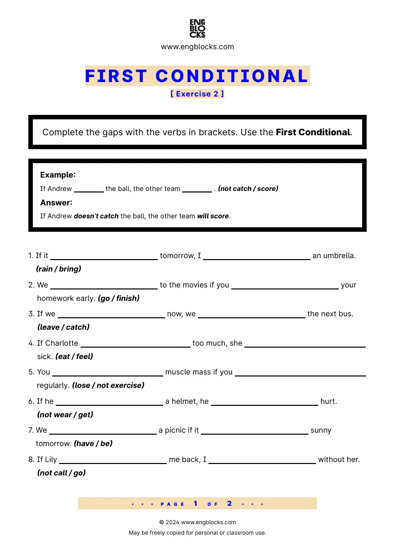 Grammar Worksheet: First Conditional — Exercise 2