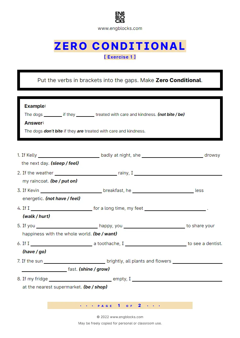 Grammar Worksheet: Zero Conditional — Exercise 1