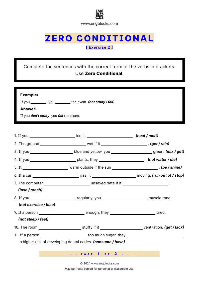 Grammar Worksheet: Zero Conditional — Exercise 2